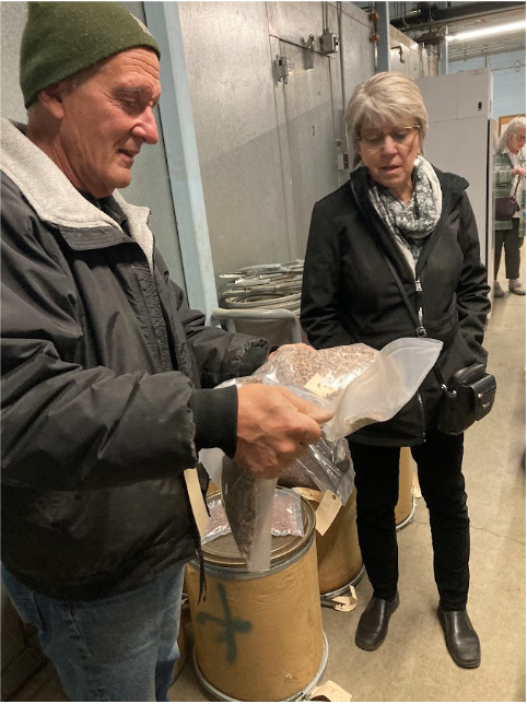 Nursery Superintendent Aram Eramian showing KEA’s Janet Torline a bag of cleaned conifer seeds. Nursery Superintendent Aram Eramian showing KEA’s Janet Torline a bag of cleaned conifer seeds.