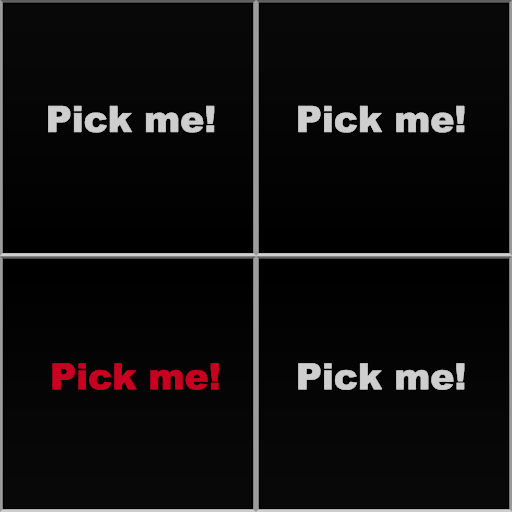 Graphic showing the words "Pick Me!"