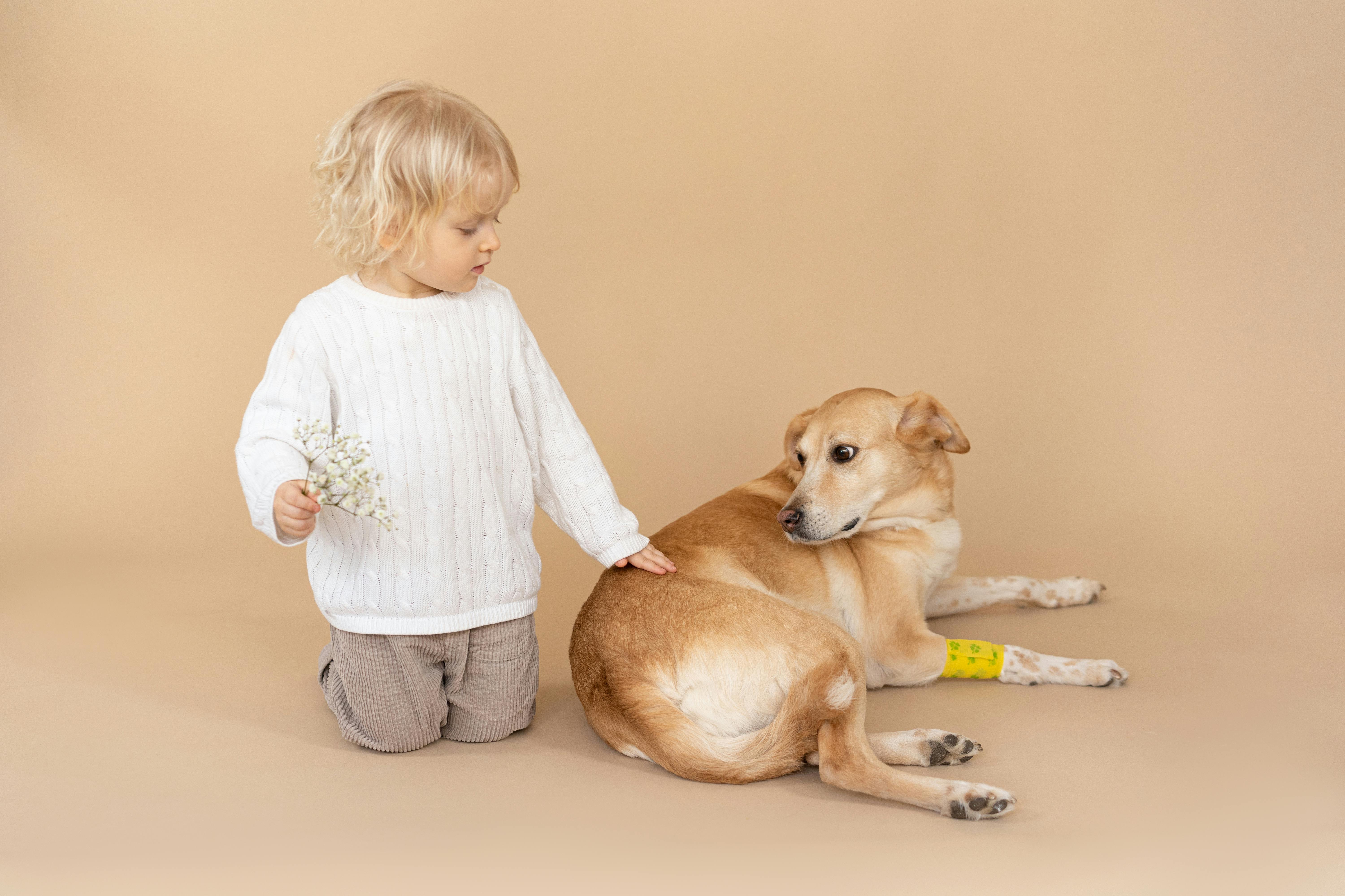 kid and dog