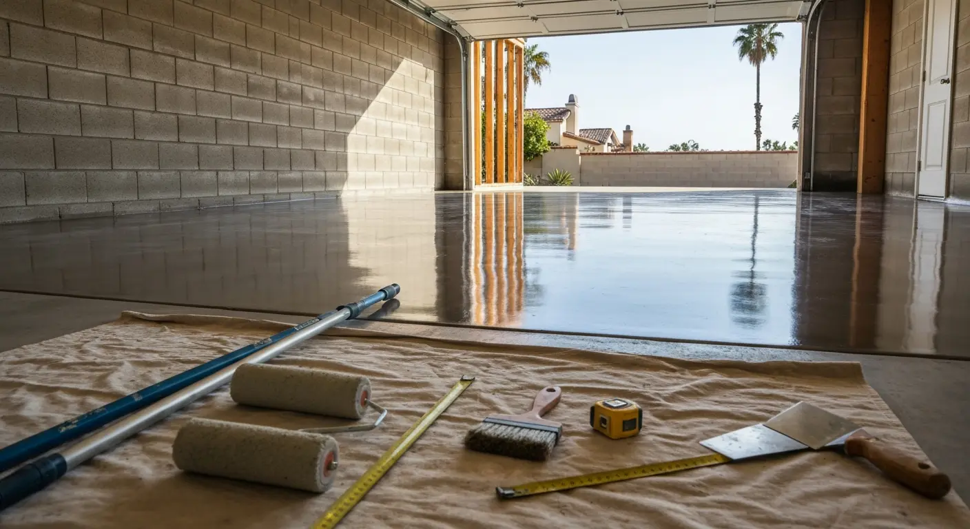 Garage floor coating application