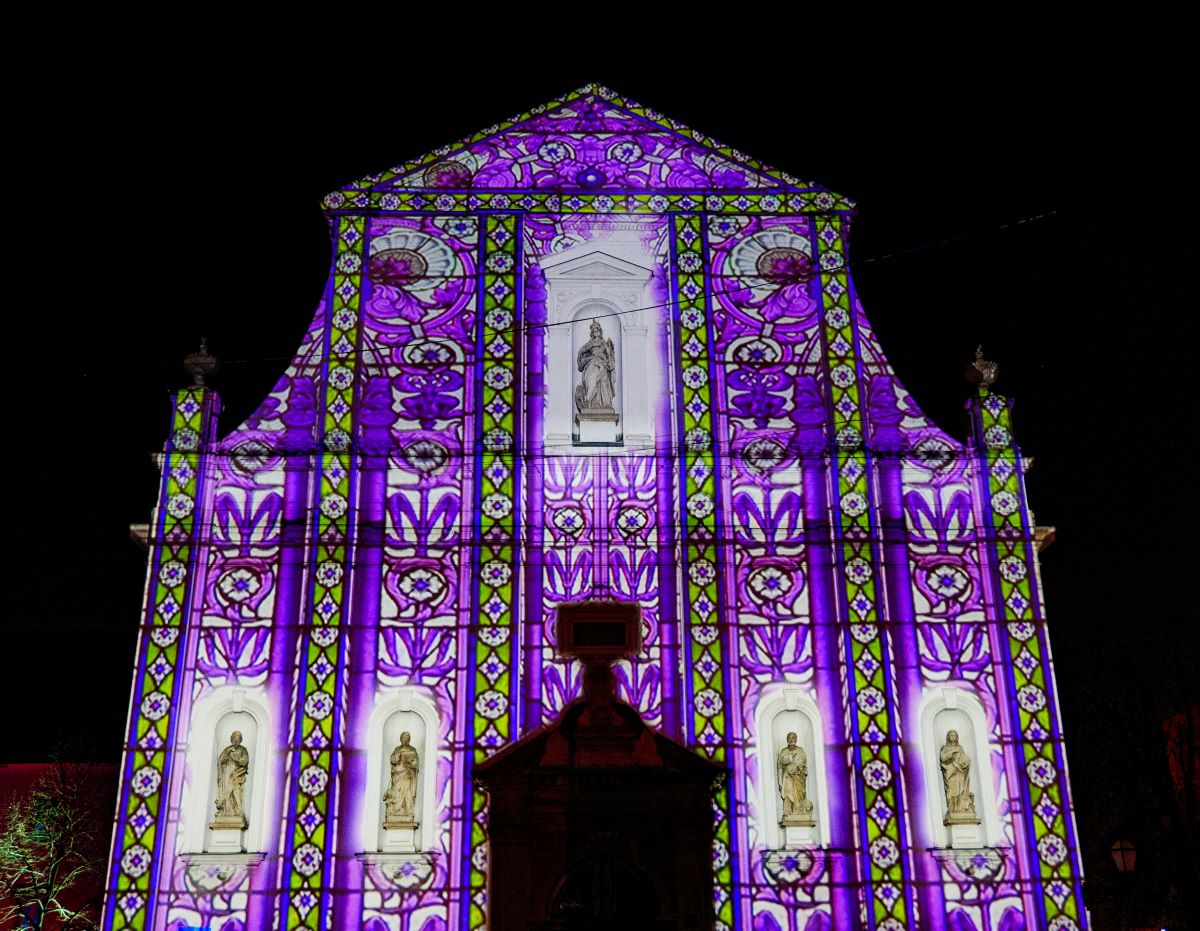 light projection on building exterior