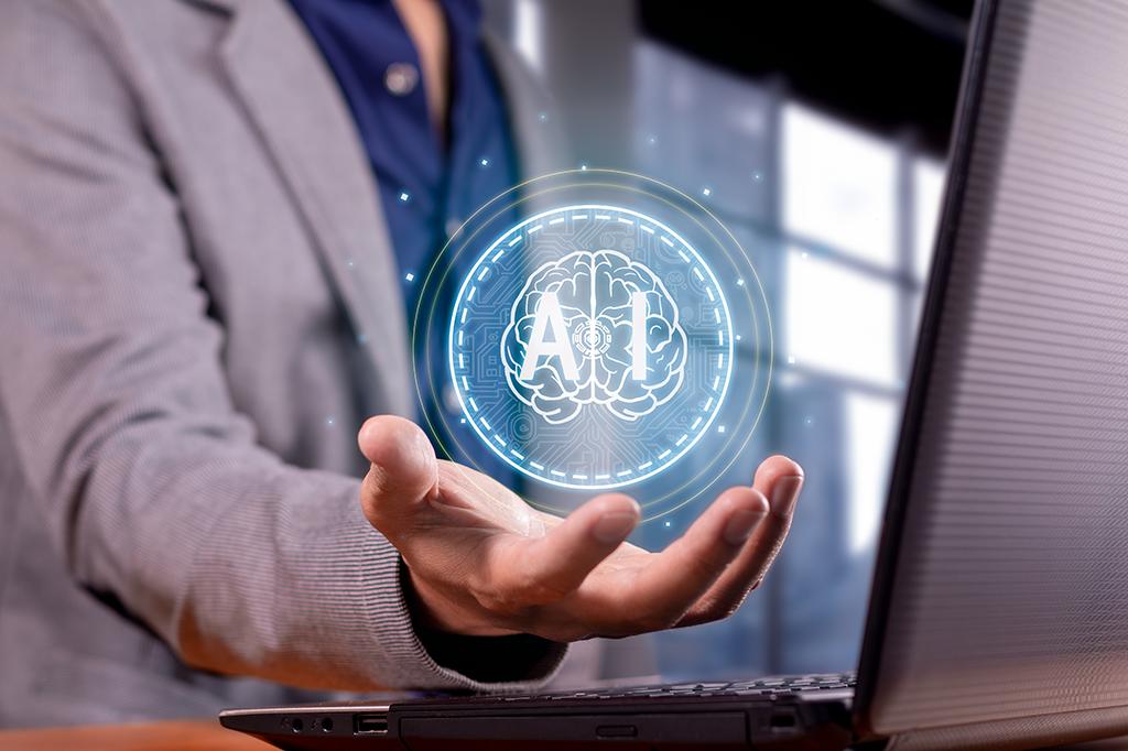 A recruiter or talent acquisition specialist holds an AI-driven system in the palm of his hand A recruiter or talent acquisition specialist holds an AI-driven system in the palm of his hand