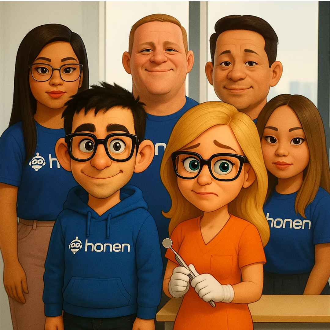 SolarBPO human team with Dave (DaveCRM) and Sarah AI in the foreground