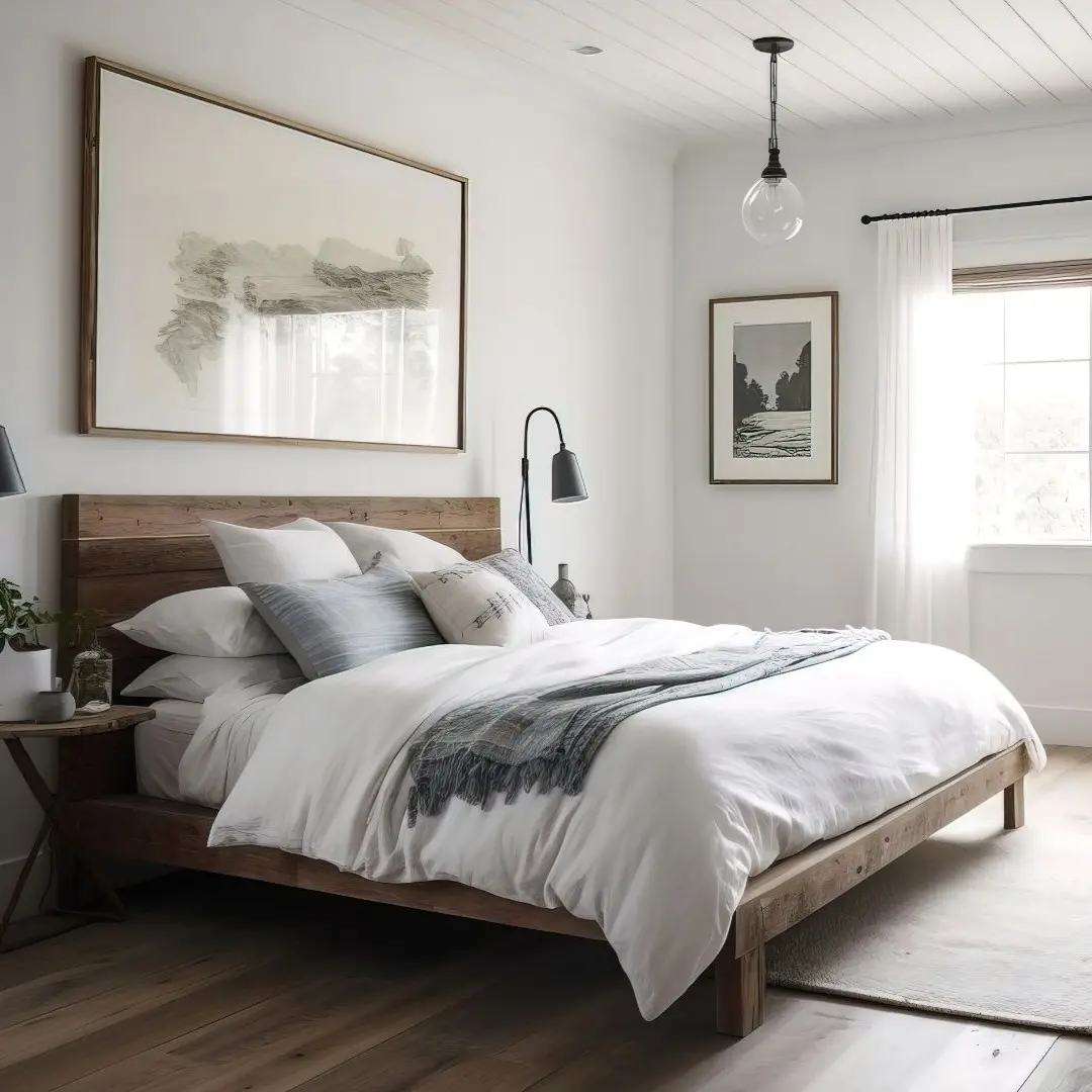 Bedroom remodel in Little Elm TX with modern rustic design and natural light