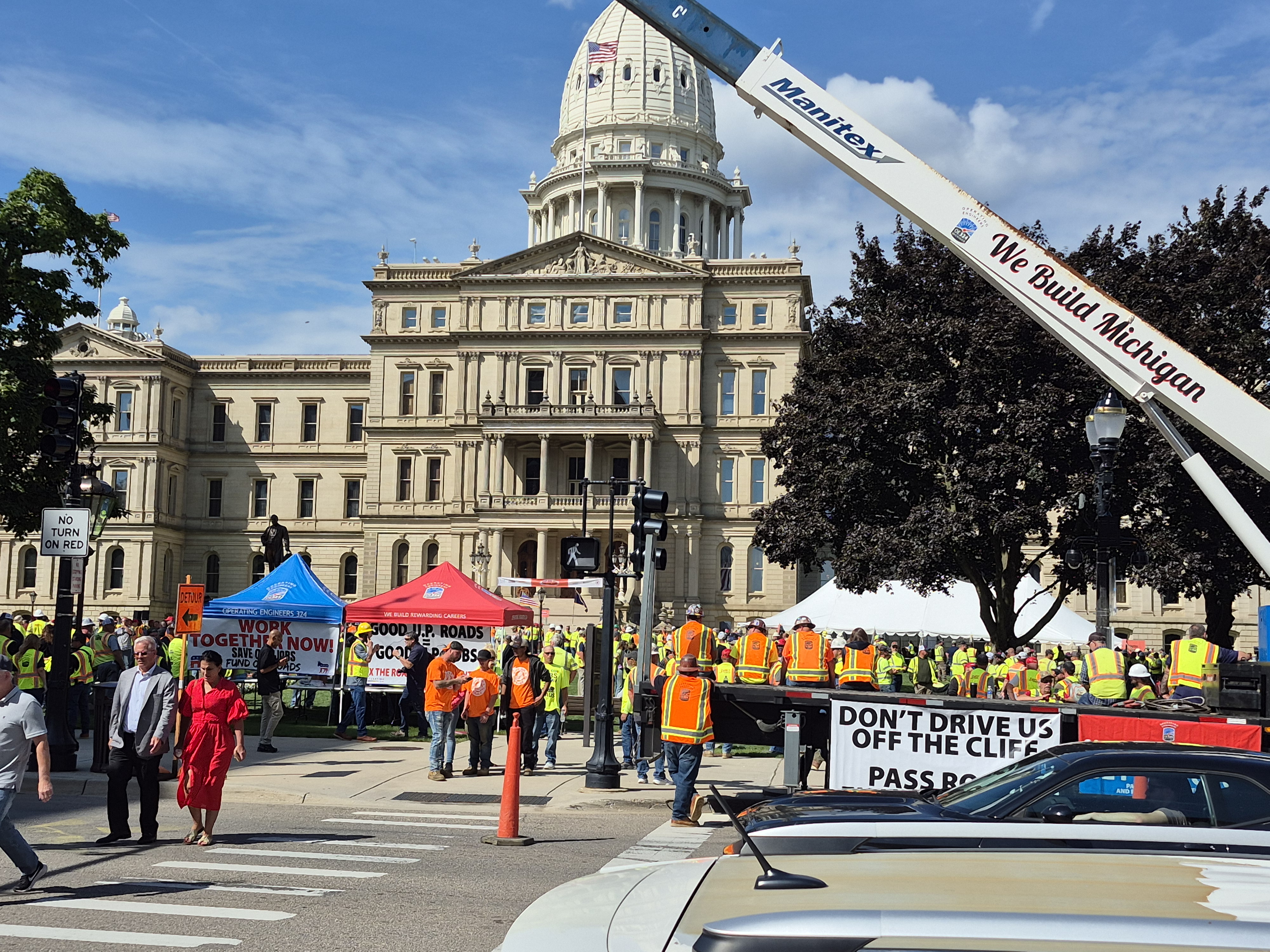Bill Bain with road workers
