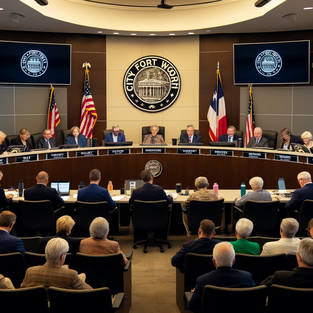 Fort Worth City Council members at a meeting approving the tax exemption increase. Fort Worth City Council members at a meeting approving the tax exemption increase.