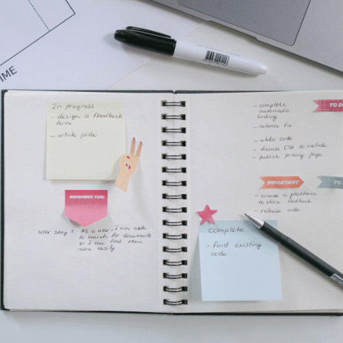 organised, colour coded note book