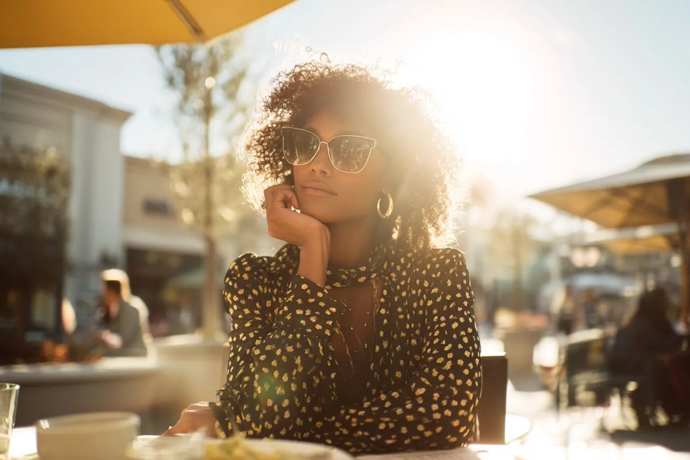 A girl thinking wearing her favorite glasses.