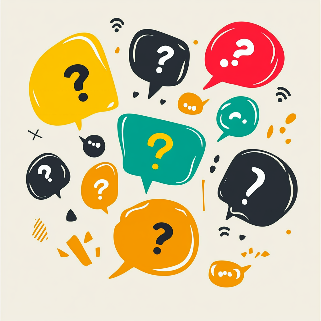 Questions in speech bubbles