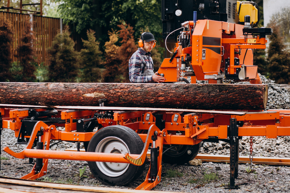 guy with a tractor removing a tree debris