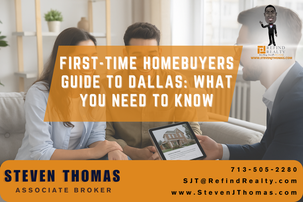 A young couple smiles as they review a Dallas home listing with their real estate agent in a bright living room, symbolizing the excitement of first-time homeownership. A young couple smiles as they review a Dallas home listing with their real estate agent in a bright living room, symbolizing the excitement of first-time homeownership.