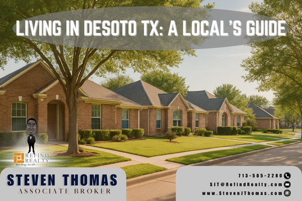 A quiet DeSoto TX neighborhood street with modern brick homes, large trees, and well-kept lawns on a sunny afternoon. A quiet DeSoto TX neighborhood street with modern brick homes, large trees, and well-kept lawns on a sunny afternoon.