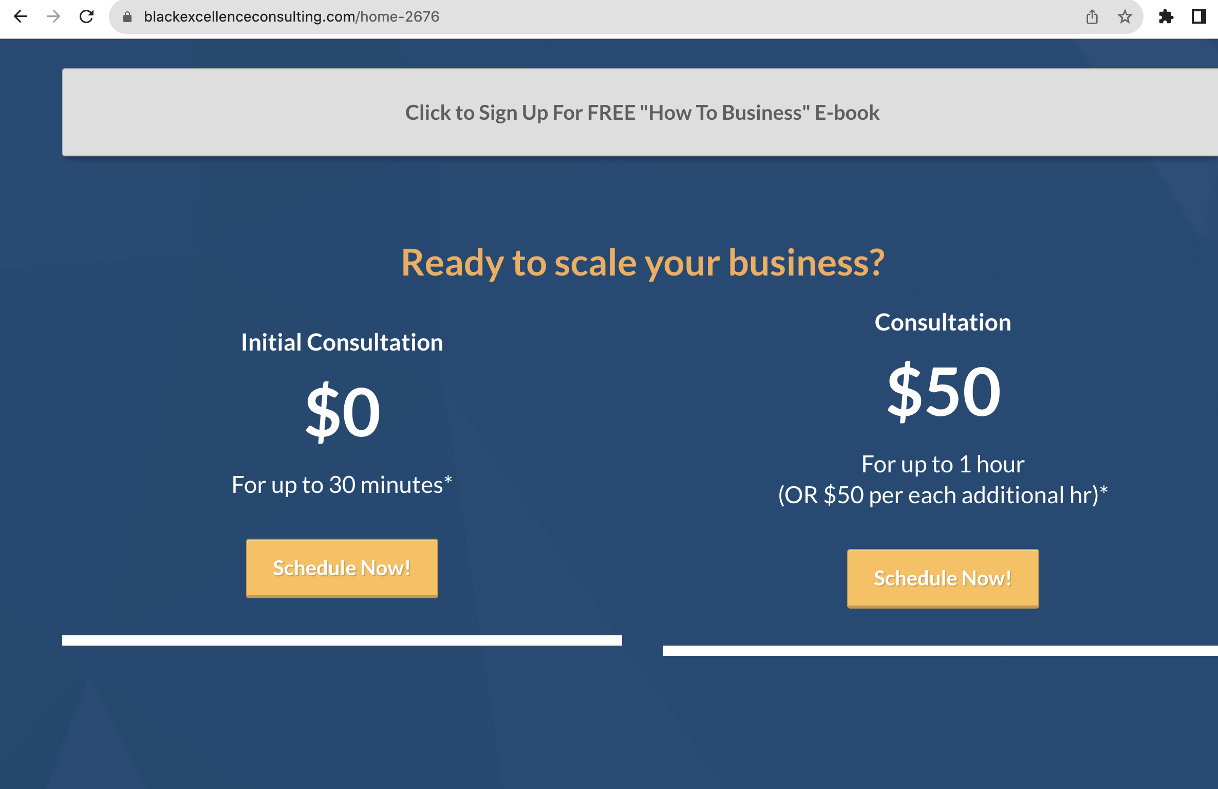 Business consultant booking site for entrepreneurs and small business owners