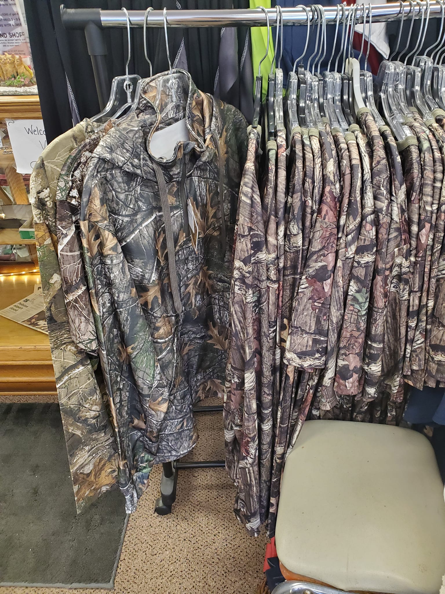A collection of camouflage shirts 