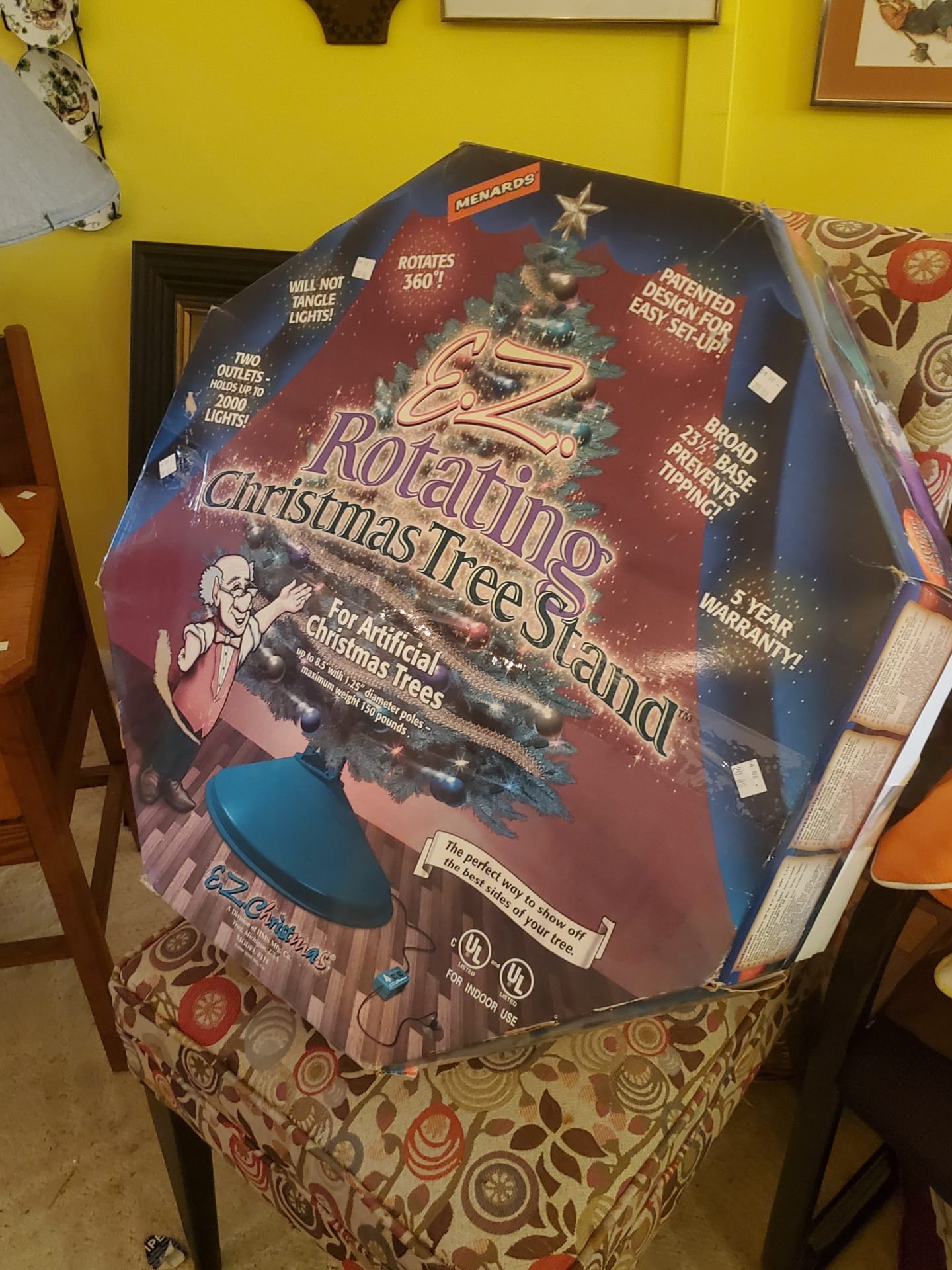 A unique rotating Christmas tree stand for resale