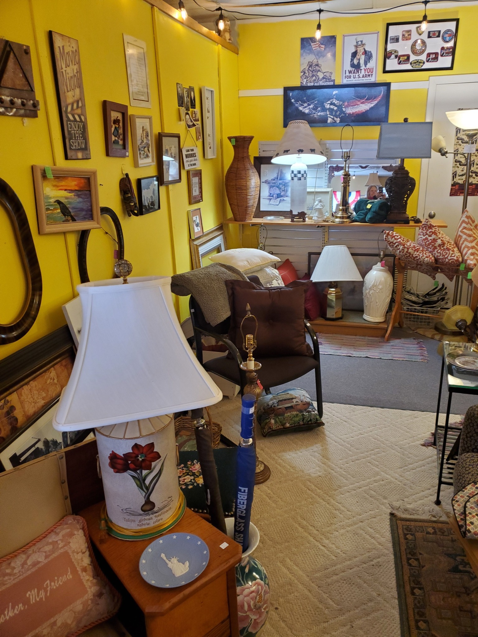 Various lamps and furniture available for resale