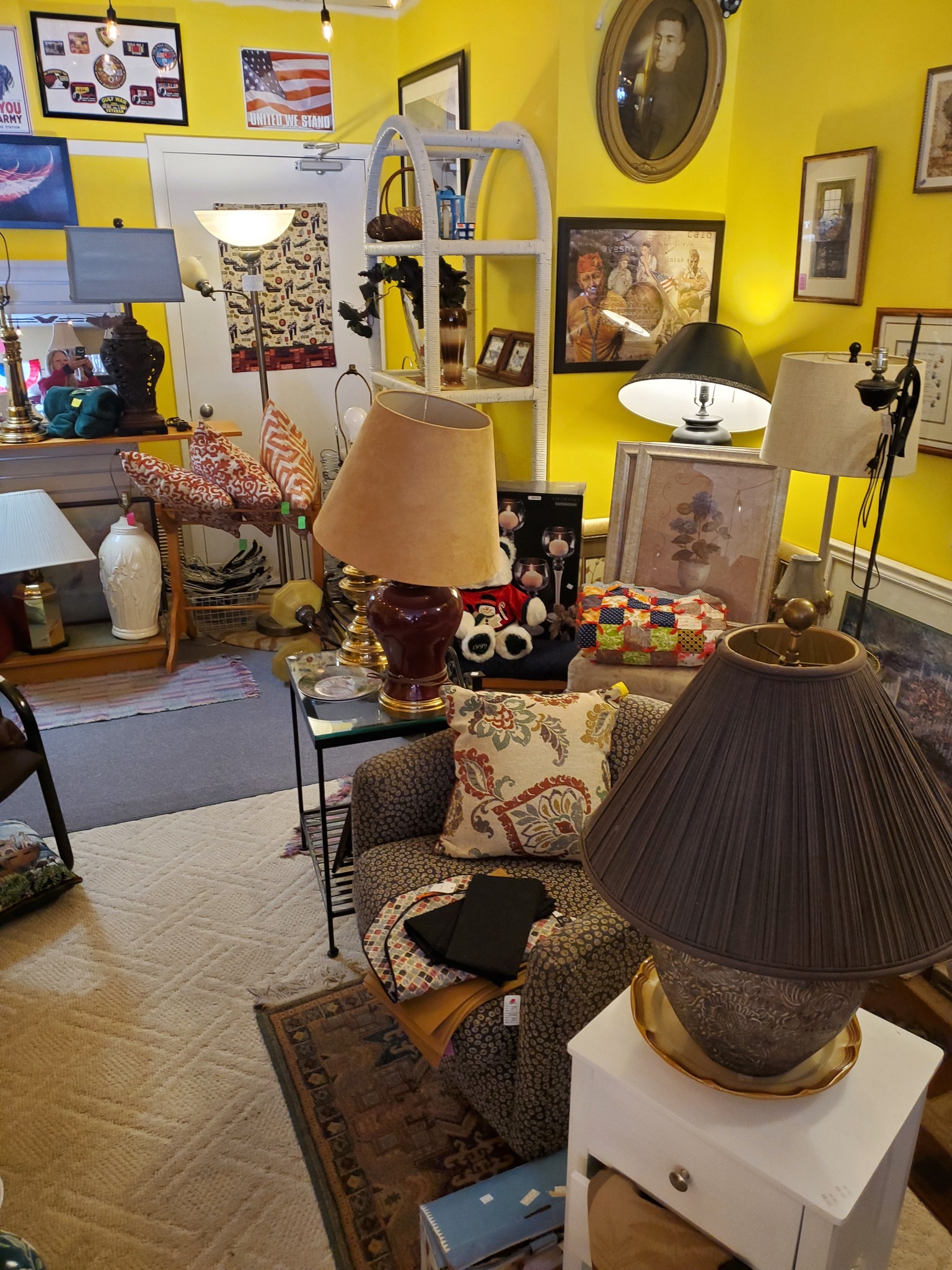 Various lamps and furniture available for resale
