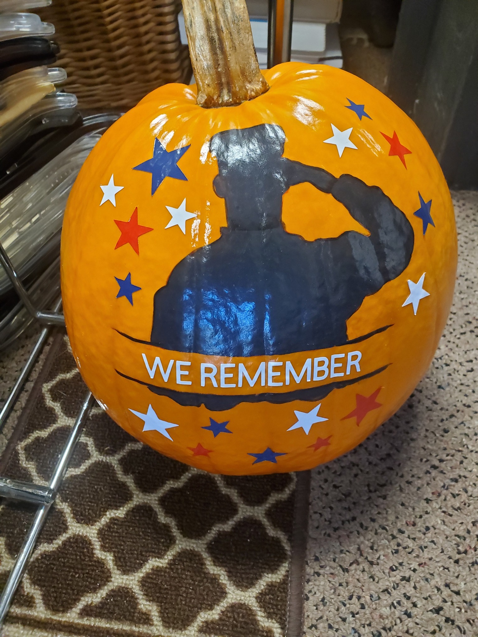 A patriotic pumpkin decoration