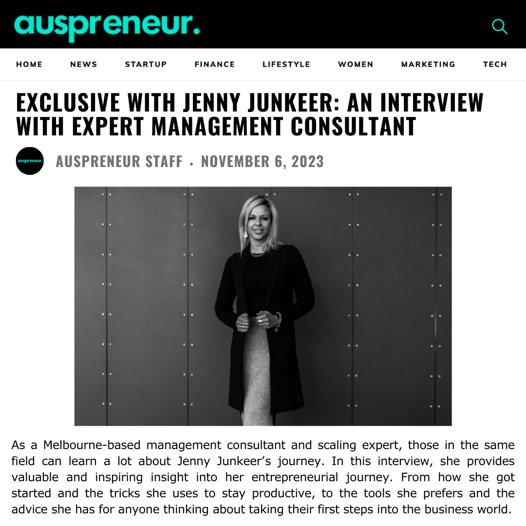 EXCLUSIVE WITH JENNY JUNKEER: AN INTERVIEW WITH EXPERT MANAGEMENT CONSULTANT