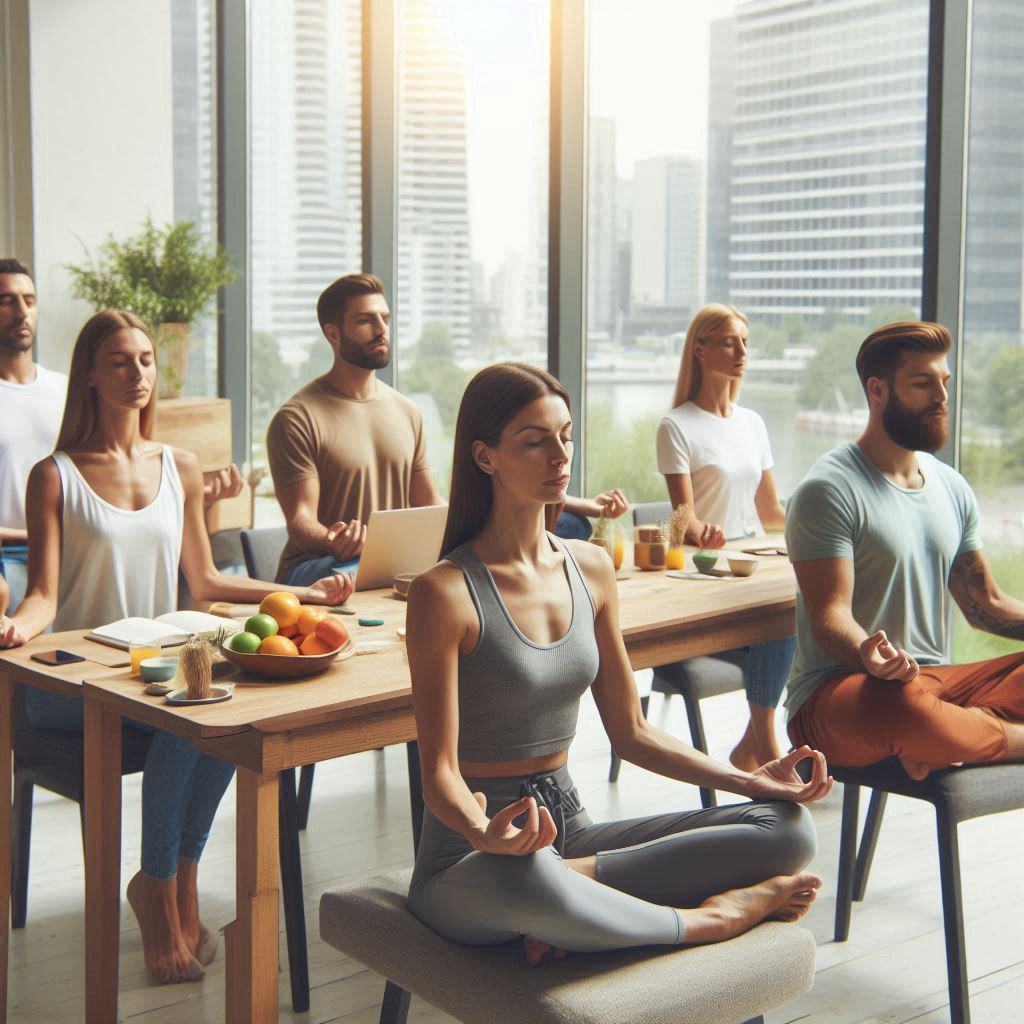 AI image of a corporate wellness meditation AI image of a corporate wellness meditation