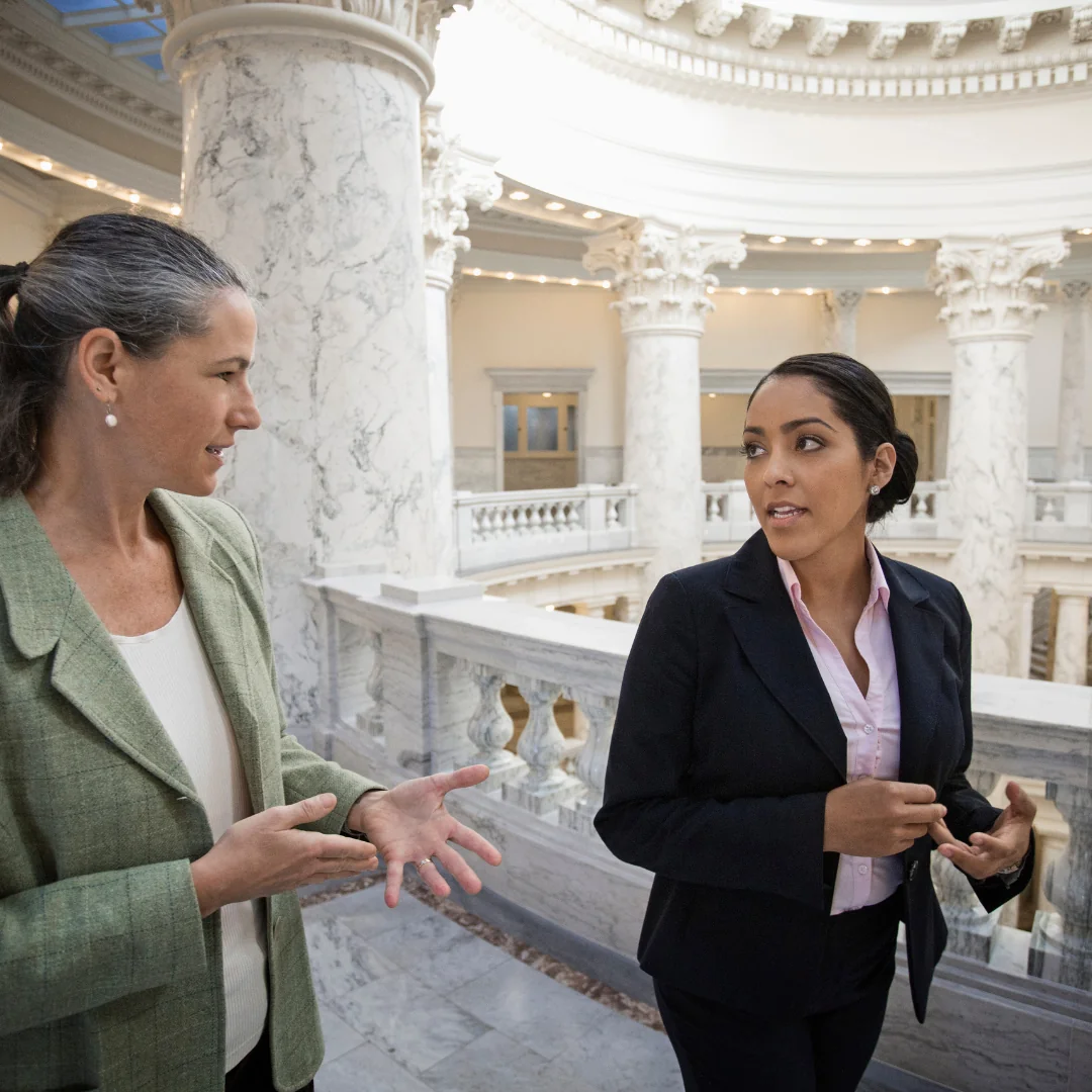 Government and public services staff collaborating in a civic building