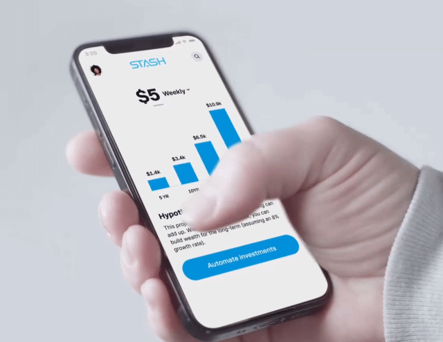 Stash GIF showing the example of what the app looks like 