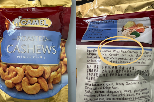 camel roasted cashews gluten wheat