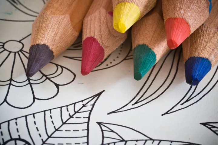 Coloring pencils with coloring sheet