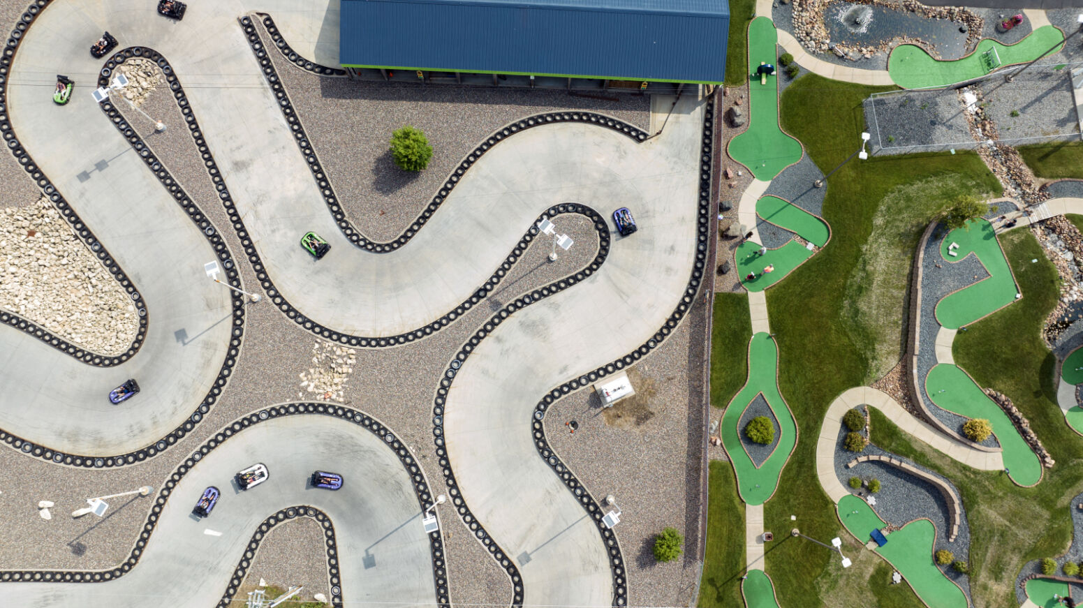 Action City's outdoor go-kart track and mini golf course