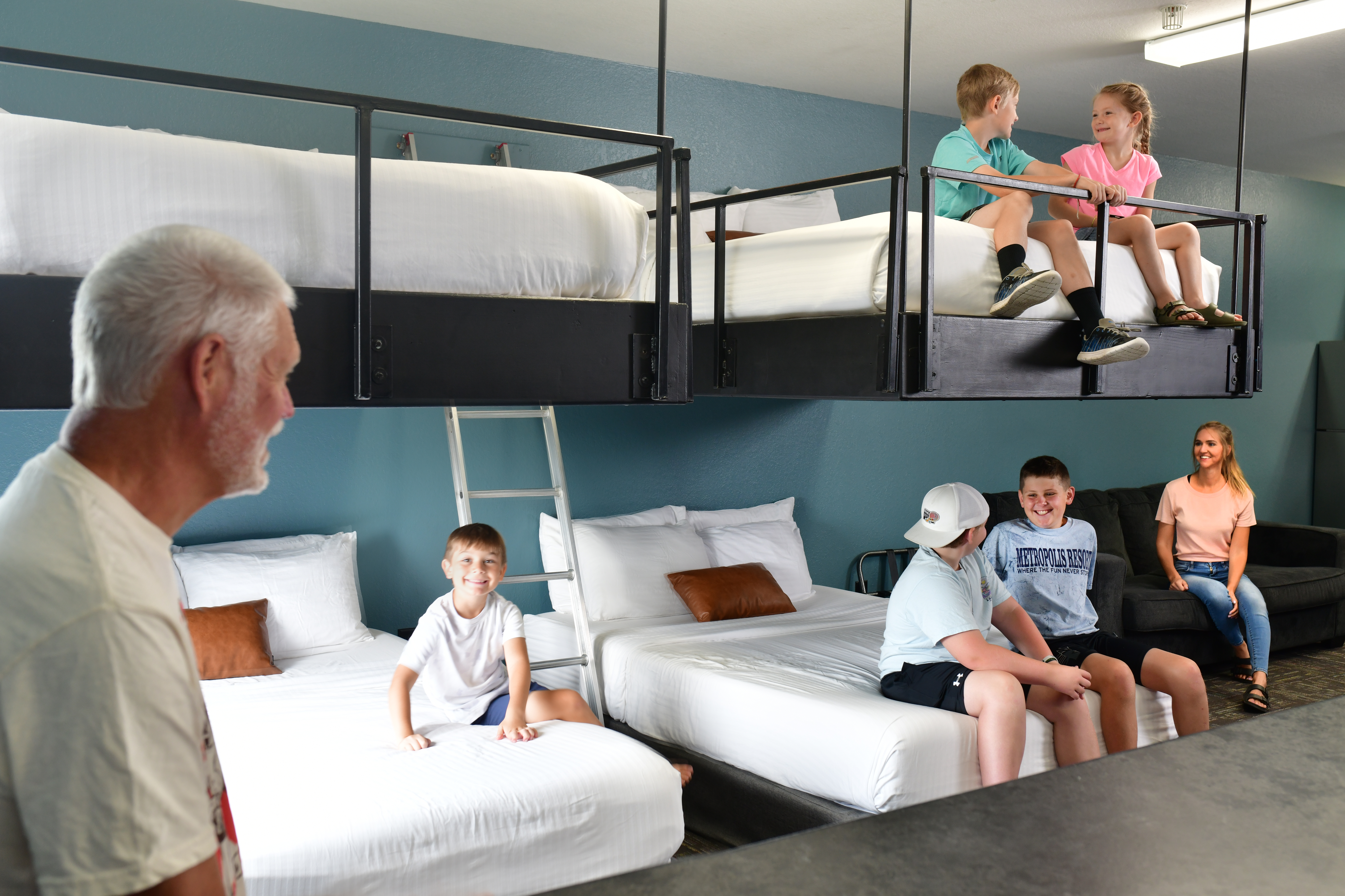 Guests in the Bunk Room at Metropolis Resort Guests in the Bunk Room at Metropolis Resort