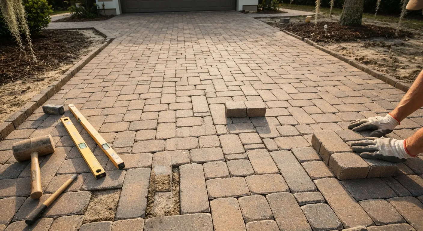 Paver driveway installation
