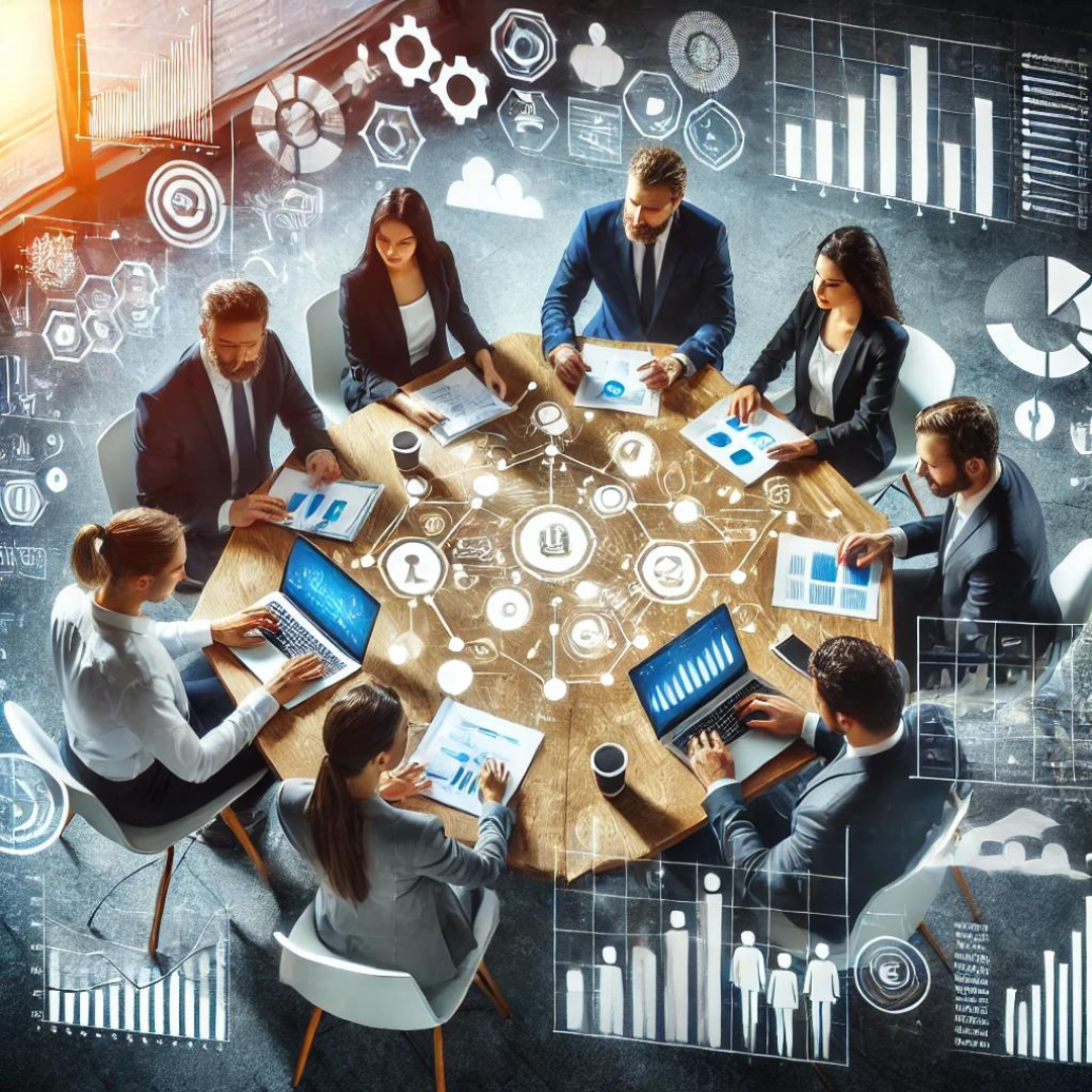 An image of a diverse group of business professionals collaborating and brainstorming ideas around a table, symbolizing the concept of a mastermind group. An image of a diverse group of business professionals collaborating and brainstorming ideas around a table, symbolizing the concept of a mastermind group.