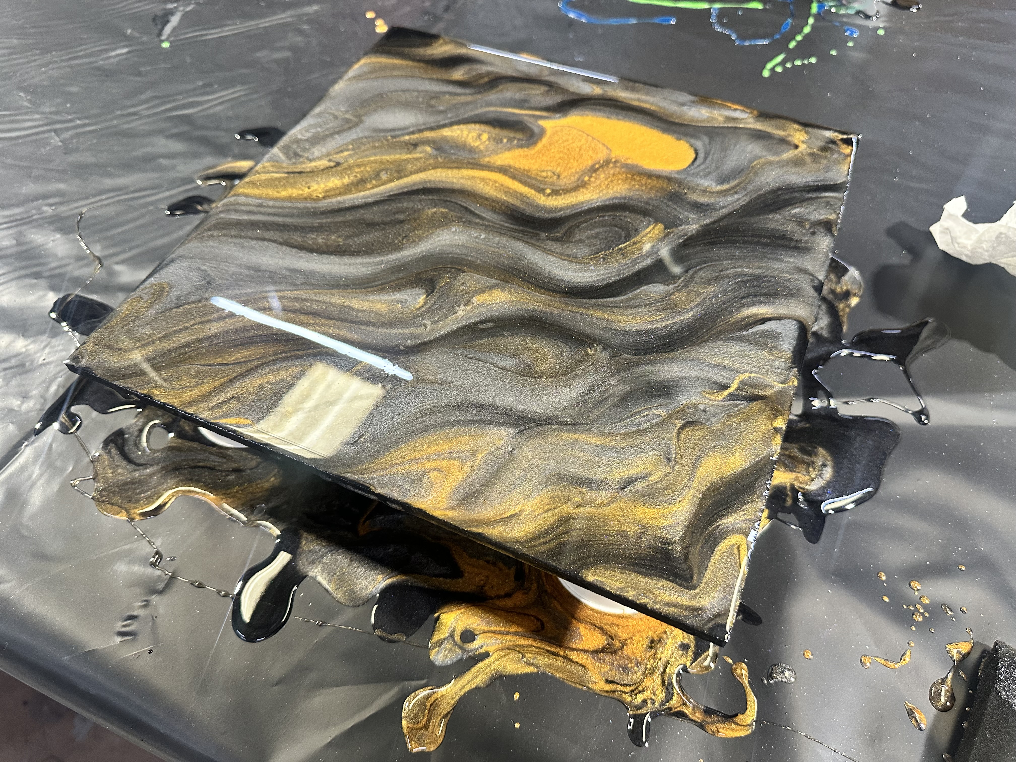 Gray speckled epoxy floor finish