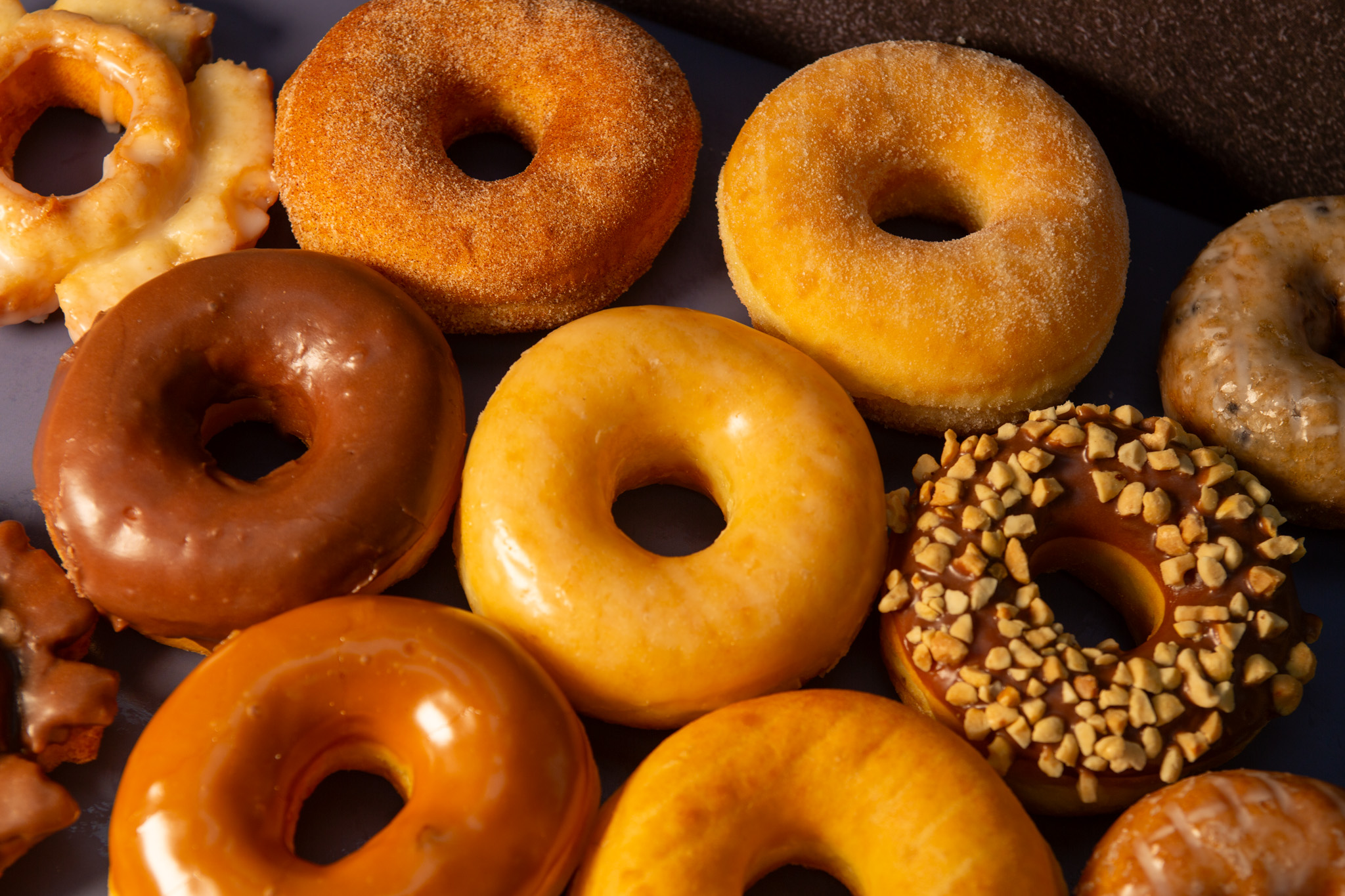 Warm glazed donuts fresh from the oven
