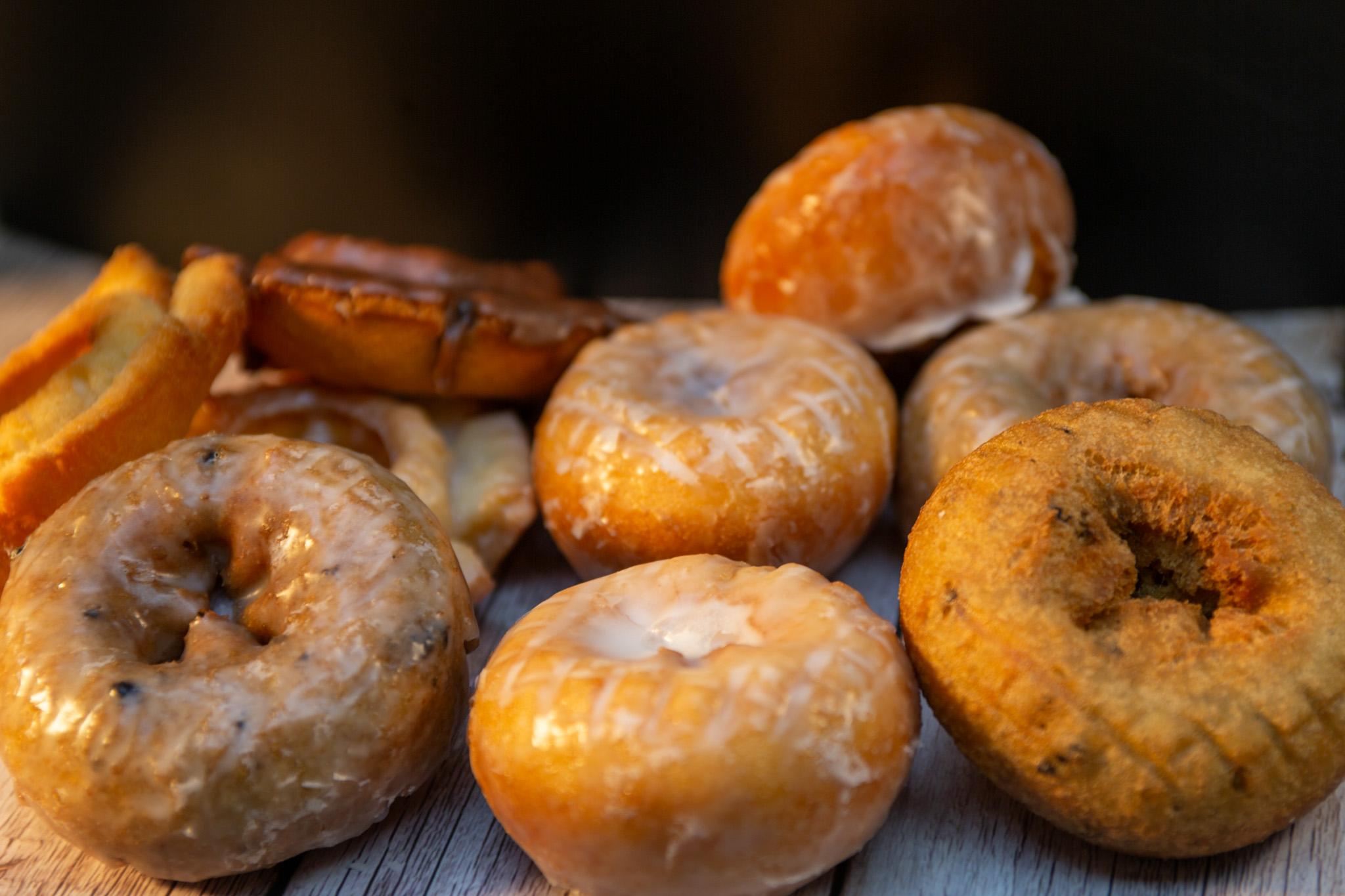Classic cake donuts with various glazes and toppings