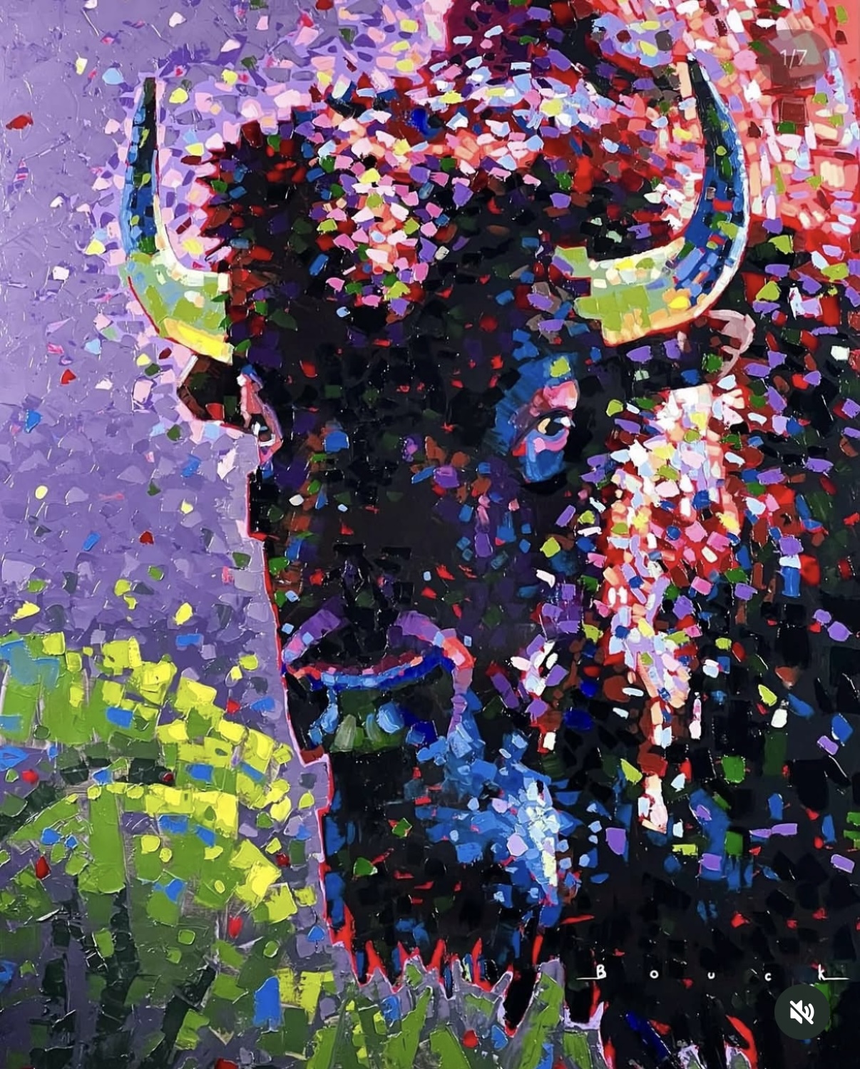 Brandon Bouck in his studio layering texture with a palette knife on a large canvas Brandon Bouck in his studio layering texture with a palette knife on a large canvas