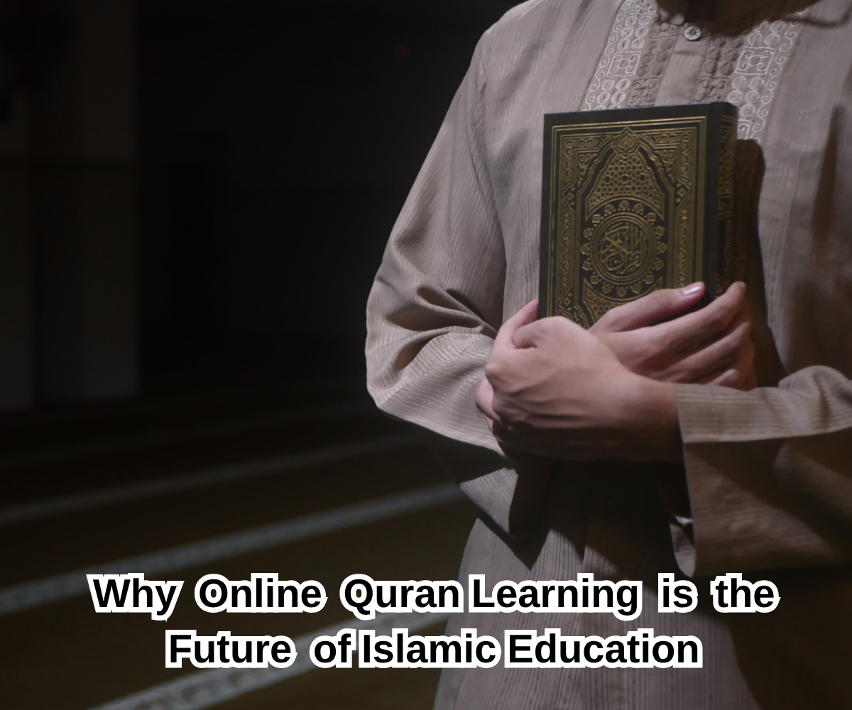 Child learning Quran online, Symbolizing digital islamic education Child learning Quran online, Symbolizing digital islamic education