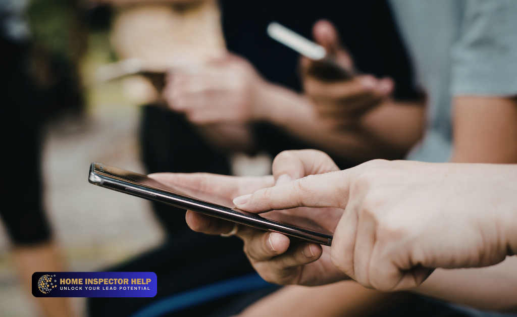 Real estate agents and home inspectors responding to client messages on mobile phones