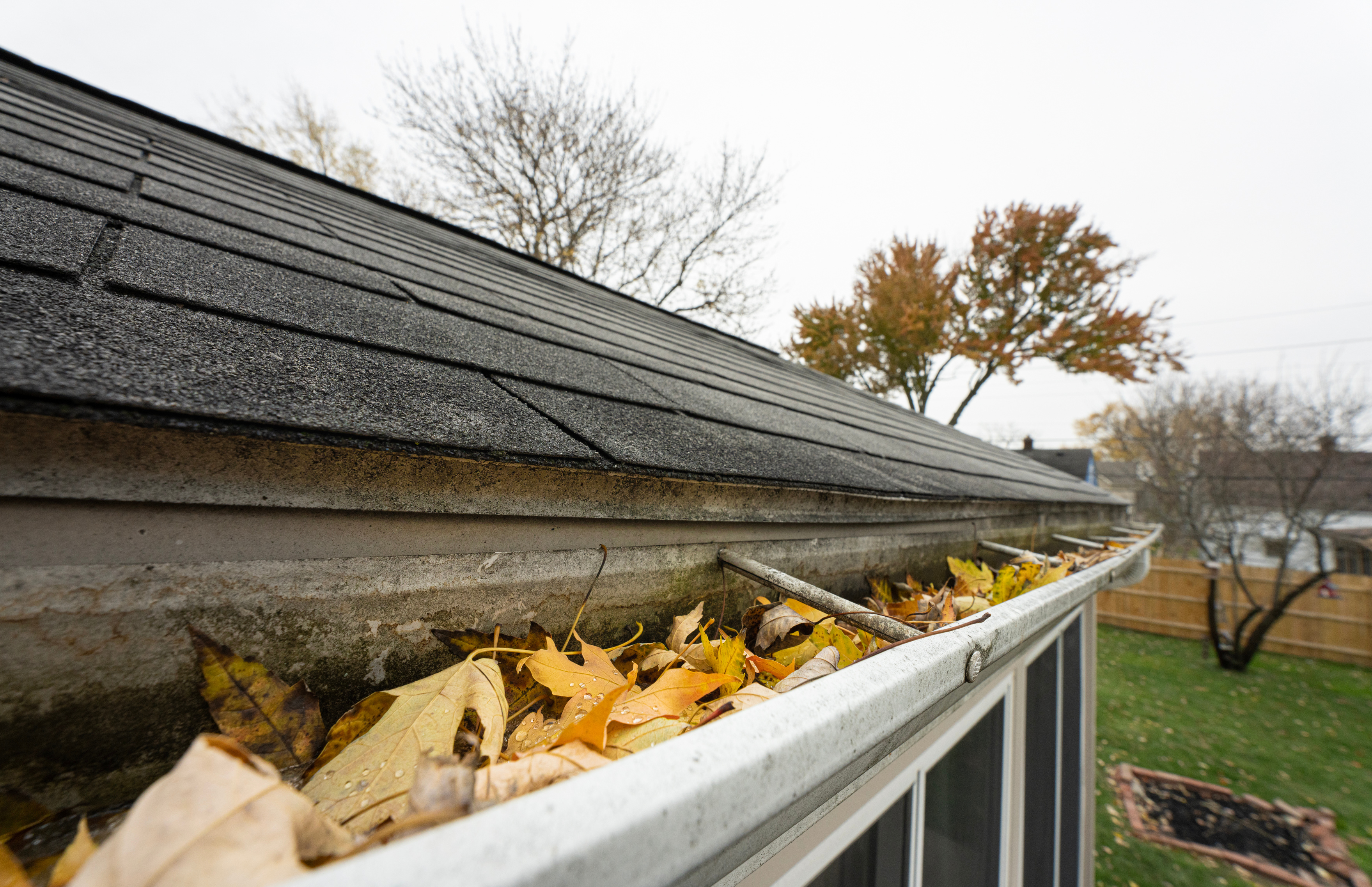 Technician performing roof inspection