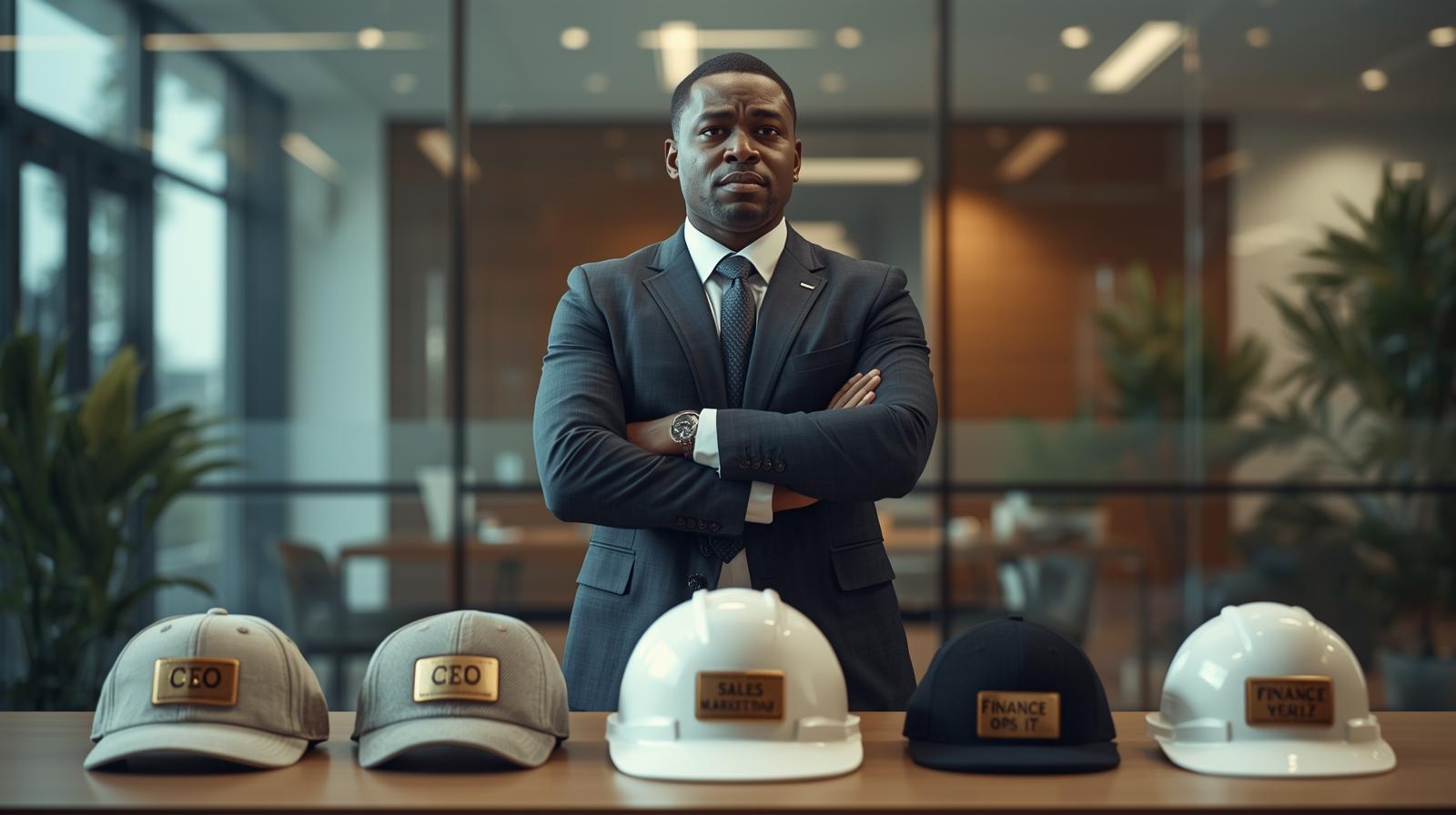 Overwhelmed business owner with head in hands