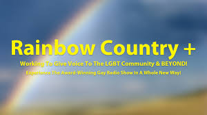 Rainbow Country Plus podcast logo with rainbow background and yellow text