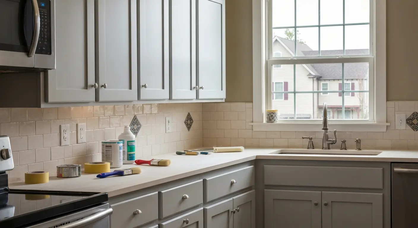 Cabinet painting in kitchen