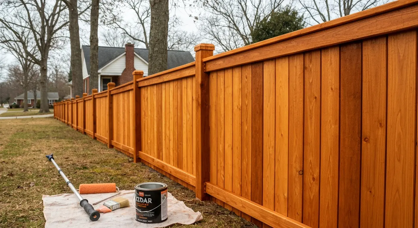 Cedar fence staining in Clarksville