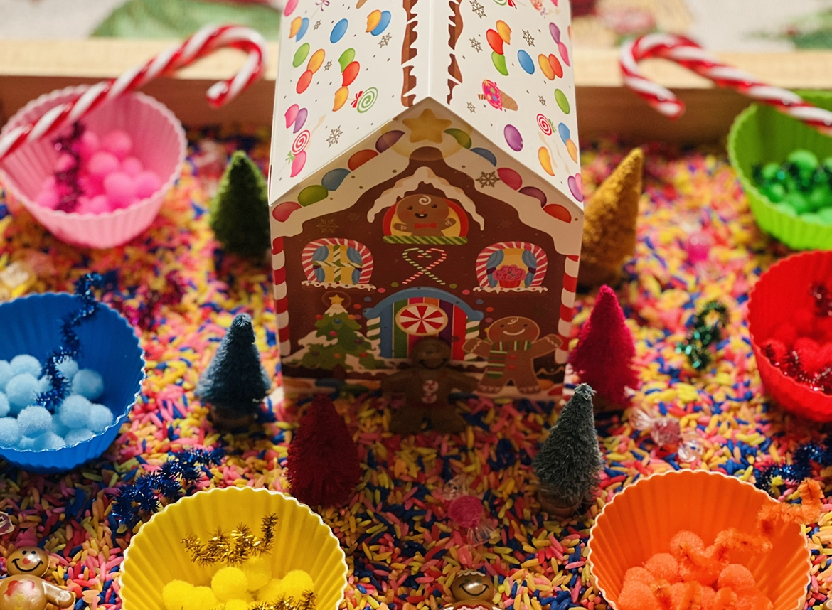 Gingerbread House Sensory Bin