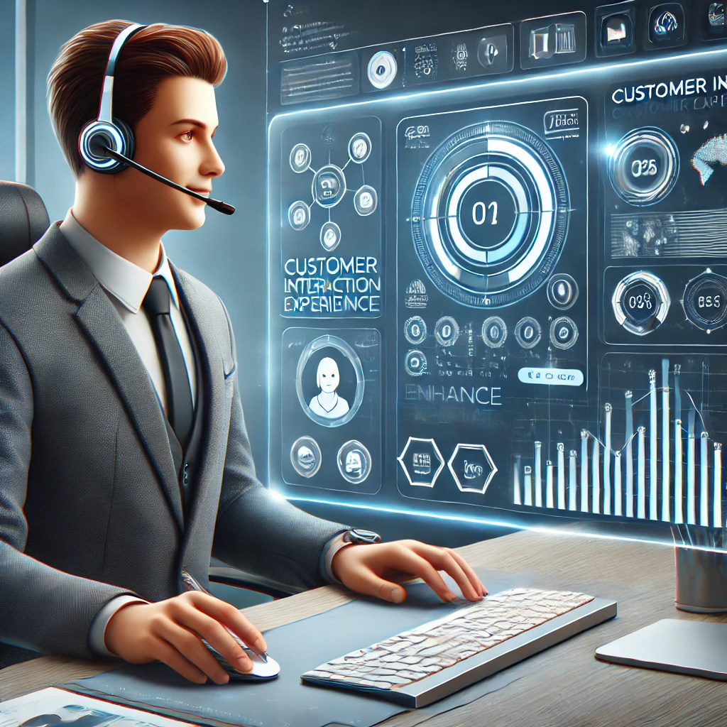A customer service representative enhancing customer experience with a CRM system. A customer service representative enhancing customer experience with a CRM system.