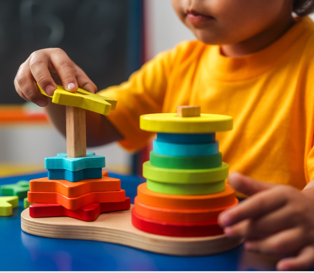 child playing with blocks
