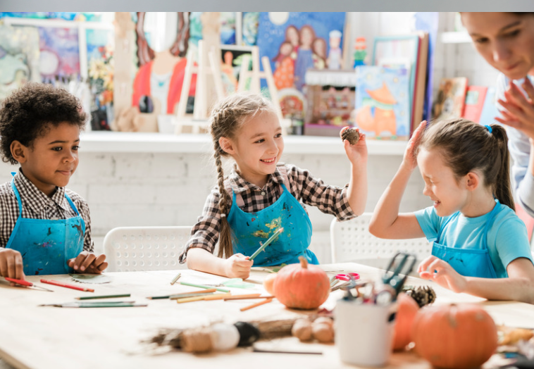 happy kids working together