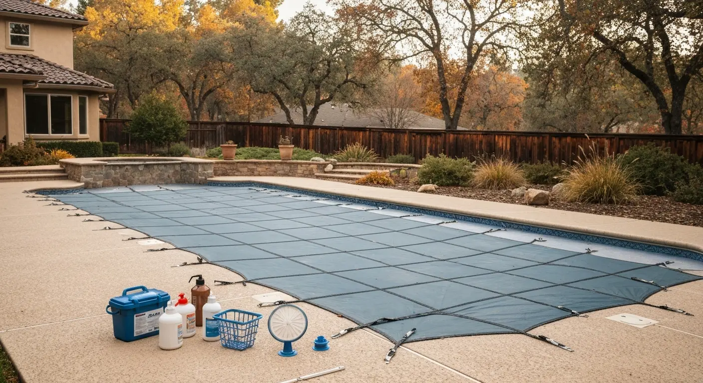 Pool closing service in fall