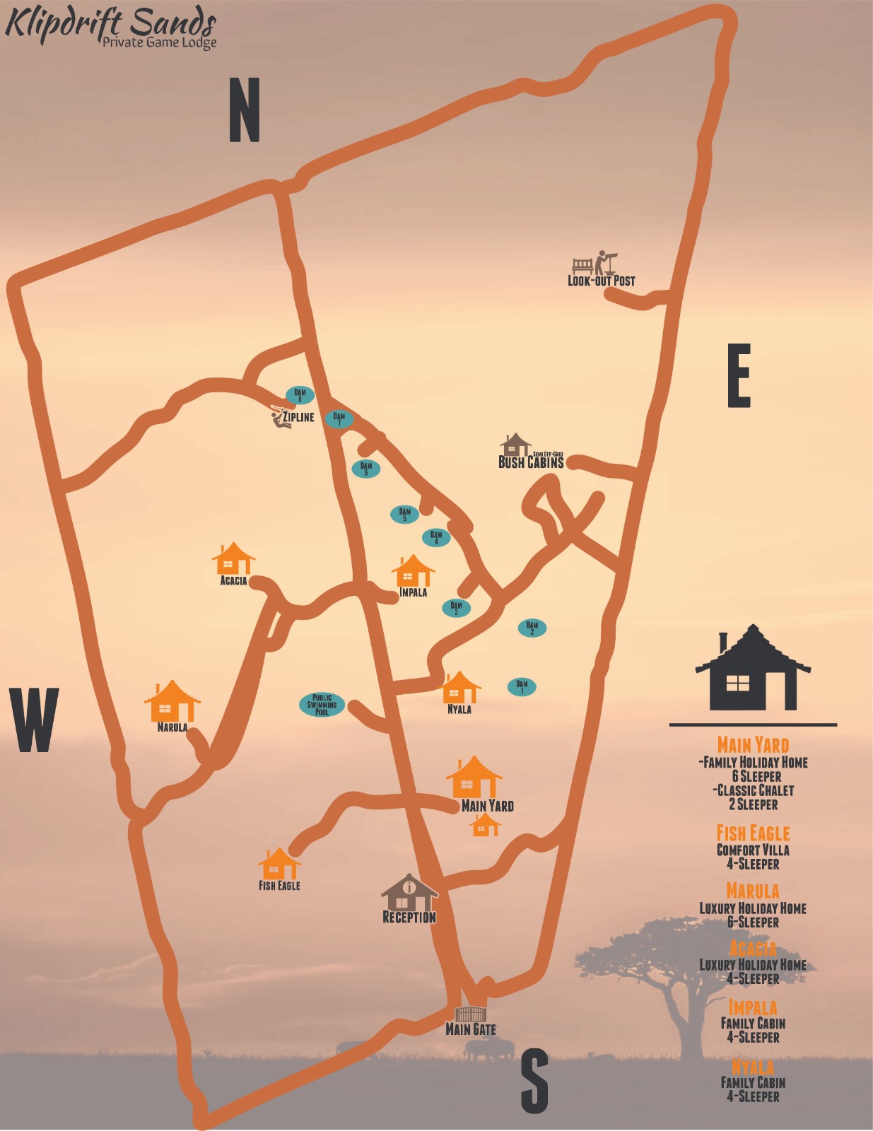 Map of Klipdrift Sands Bush Camp