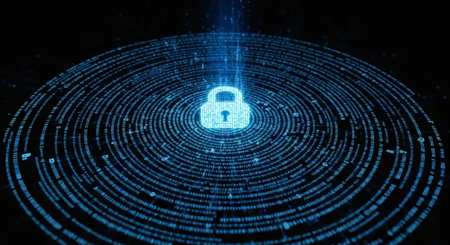 Abstrakte Visualisierung von Daten- und KI-Sicherheit